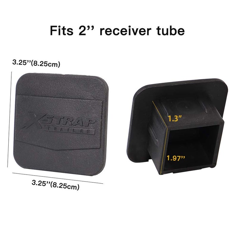 XSTRAP STANDARD 2PCS Trailer Hitch Cover 2 inches Black Receiver Tube Trailer Hitch Plug - Image 2